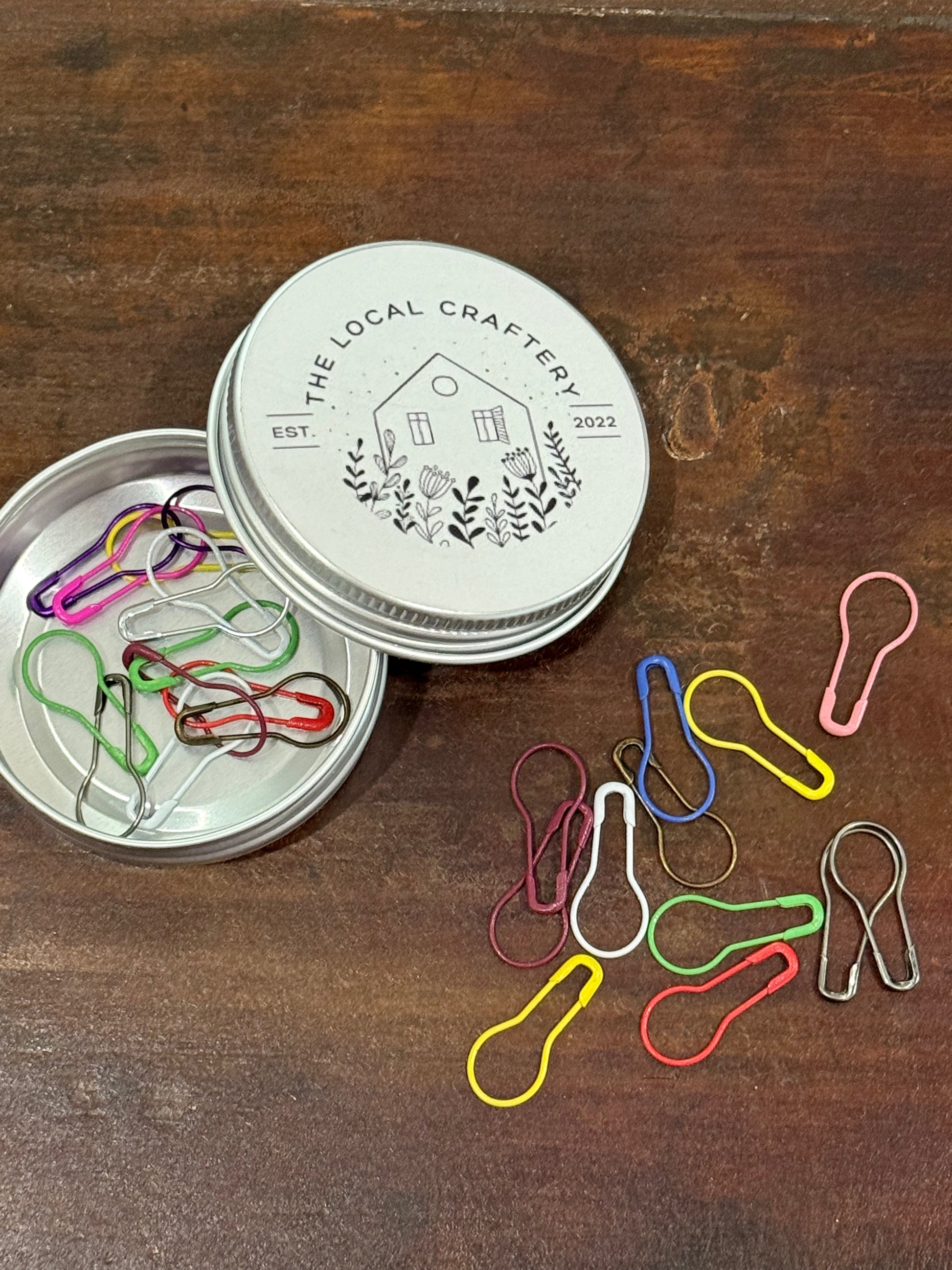 TLC Stitch Markers in Tin